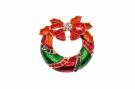 GOLDFINGER RED GREEN CHRISTMAS WREATH BROOCH thumbnail